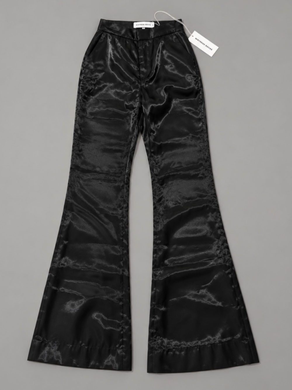 Mistress Rocks Black Satin Wide Leg Pants NWT Size S